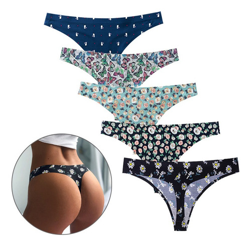 Bragas Tipo Tanga De Cintura Baja Con Estampado Floral De 5