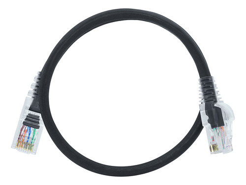 Box 20 Patch Cord Cat6 Giga Preto Com Capa Injetado 40cm 