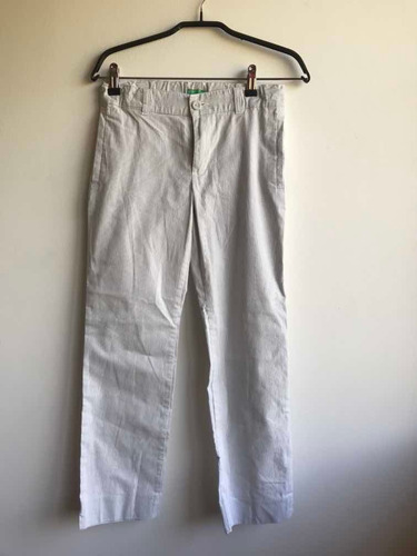 Pantalon Niña Benetton Talla Xl (10-11 Años) Blanco/gris