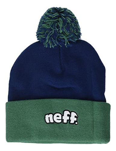 Neff Gorro Con Pompón Para Hombre, Azul Marino/verde, Talla