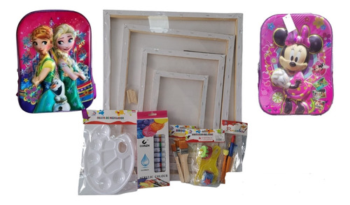 Set De Pintura Arte Acrílico Kit Pintar + Mochila Froozen