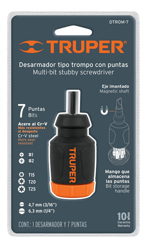 Imagen 3 de 7 de 10751 Desarmador Destornillador Truper Trompo 7 Puntas