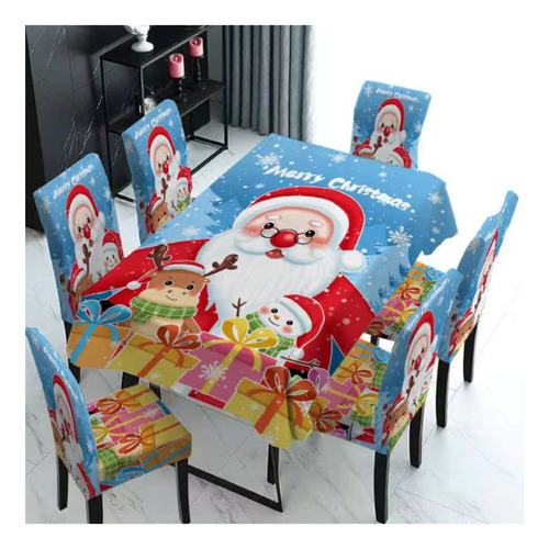 Set Navideño Mantel Navidad + 6 Fundas Sillas Pack Elección