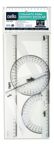 Kit Desenho Escolar Régua Transferidor Flexível Inquebrável