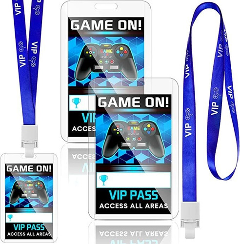 16 Piezas Blue Video Game Vip Pass Holder Tickets Set Video