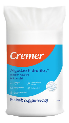 Algodão Hidrófilo Cremer Rolo 250g Não Estéril