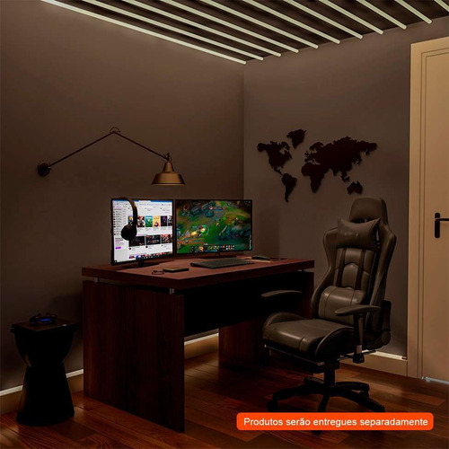 Conjunto De Mesa Com Cadeira Gamer Delfine E Suíça Preto ...