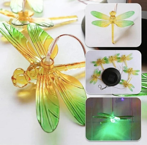 Imagen 3 de 4 de Pack 2 Lampara Libelula De Colores Carga Solar