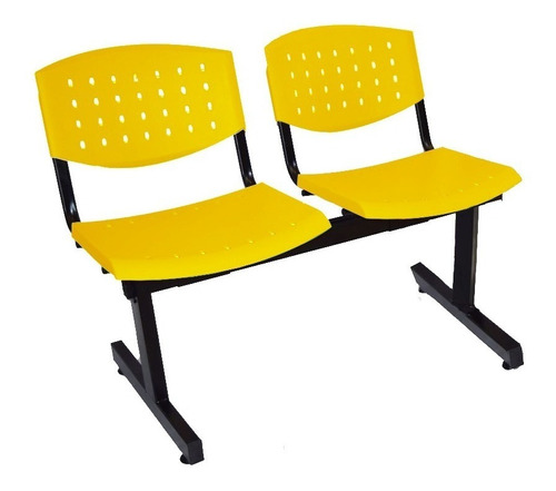 Silla Tandem 2 Asientos Salas De Espera Plastico Reforzado Color de la estructura Negro Color de los asientos Amarillo