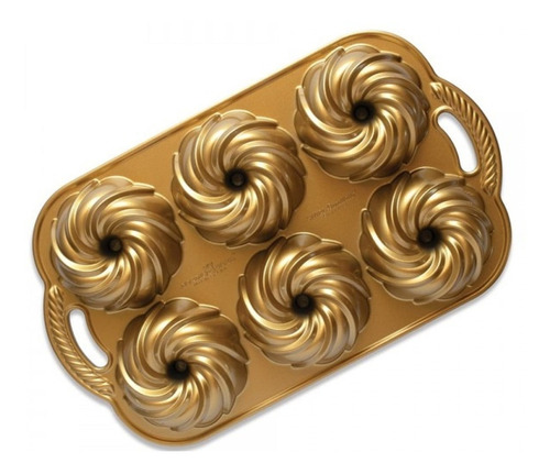 Molde Tortas Mini Swirl Bundtlette Nordic Ware® Color Dorado