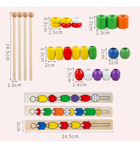 Juego Didáctico Cuentas Figuras Geométricas Palo Madera -94
