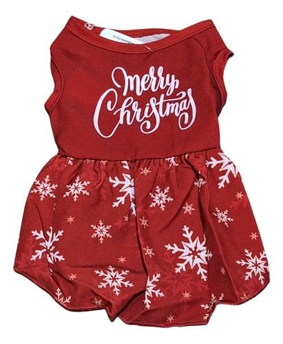 Vestido Navidad Merry Christmas Rojo Xl 38cm Para Mascotas