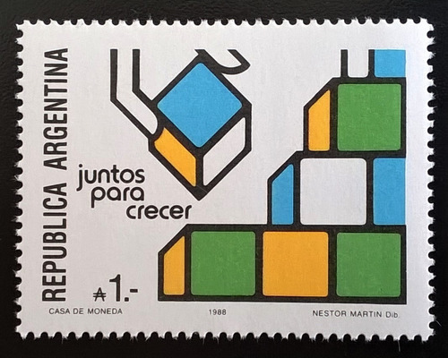 Argentina, Sello Gj 2393 Juntos Para Crecer 1988 Mint L13614