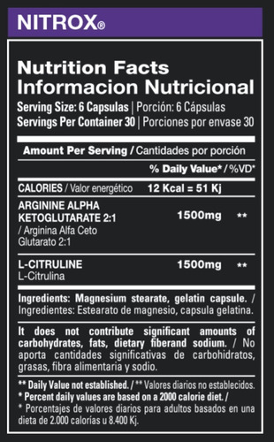Imagen 2 de 6 de Oxido Nitrico Xtrenght Nitrox 180 Caps. Pre Entreno