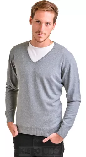 Sweater Hombre Lana Cuello Redondo Saco Fino Azul Kierouno