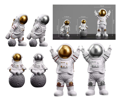 2x Estátua De Astronauti Estatueta De Astronauti Para De