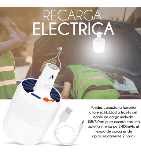 Slim Company foco led portátil de bateria recargable con luz solar y usb lampara de emergencia 21w