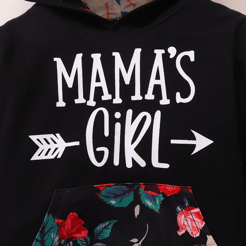 Conjunto De Sudadera Casual Con Estampado Floral Para Bebé Negro 18-24 M