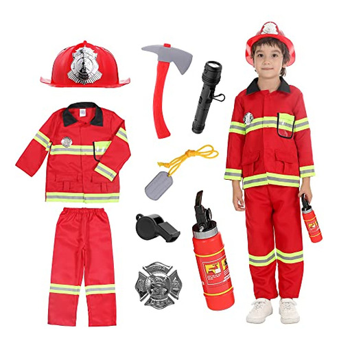 Disfraz De Bomberos Para Niños Jefe De Fuego Cosplay Qvbyf