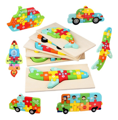 Juego De Rompecabezas De Coche De 6 Piezas, Juguetes Educati