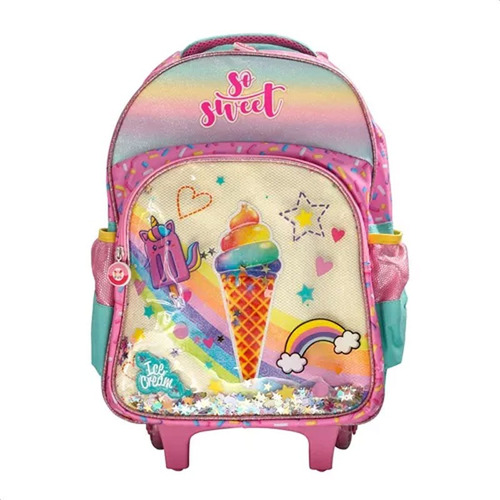 Mochila Helado Arco Iris Carro Con Rueditas Escolar