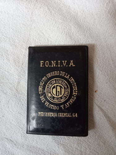 Antiguo Carnet Foniva Sindicato Del Vestido 1972 (Usado)