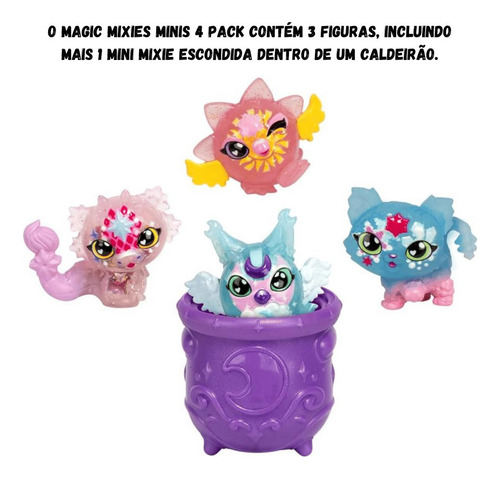 Boneca Magic Mixies Minis Caldeirão 3 Figuras C/ 1 Surpresas
