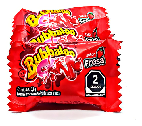 Bubbaloo Chicle Sabor Relleno Fresa Caja Con 47 Piezas