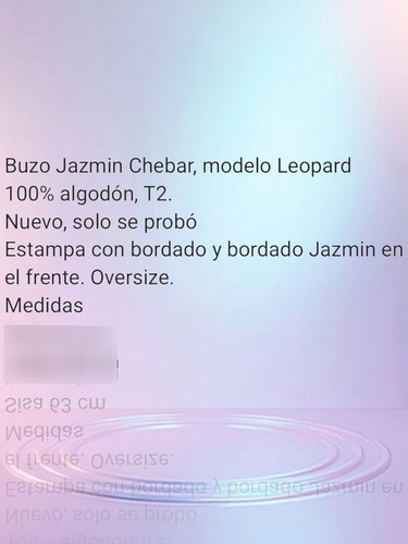 Buzo Jazmin Chebar- Leopard- Talle 2 (Usado)