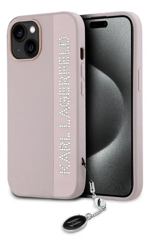 comprar Protector Karl Lagerfeld Para iPhone 15 Rhinestone Rosa