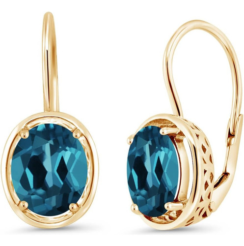 Gem Stone King Pendientes Colgantes De Plata Chapada En Oro 