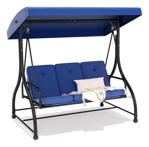 Silla Columpio De 3 Asientos Para Patio Al Aire Libre Con