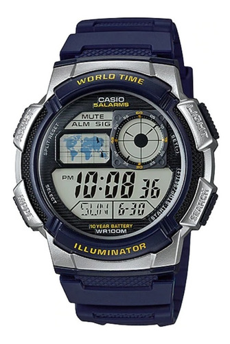 Reloj Casio Ae1000 Naranja Mapa Mundial 5 Alarmas Crono Luz