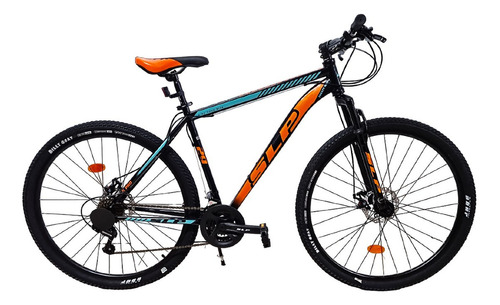 Mountain bike Peretti Pro 5 R29 M 21v frenos de disco mecánico cambios SLP color negro/naranja/celeste  