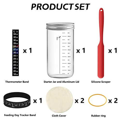 Sourdough Starter Jar Kit - 24 Oz Sourdough Starter Jar...
