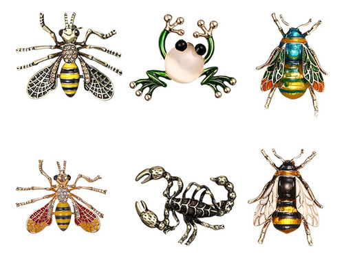 Broche De Ropa De Modelado De Insectos Creativos De 6 Piezas
