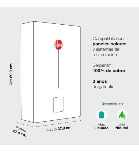 Calefont Rheem T-natural 14 Litros (gl)