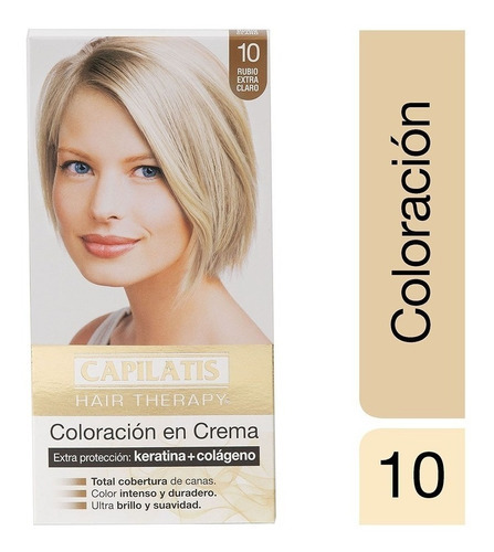  Kit Tintura Capilatis Hair Therapy Con Colágeno Y Keratina Tono 10 - Rubio Extra Claro
