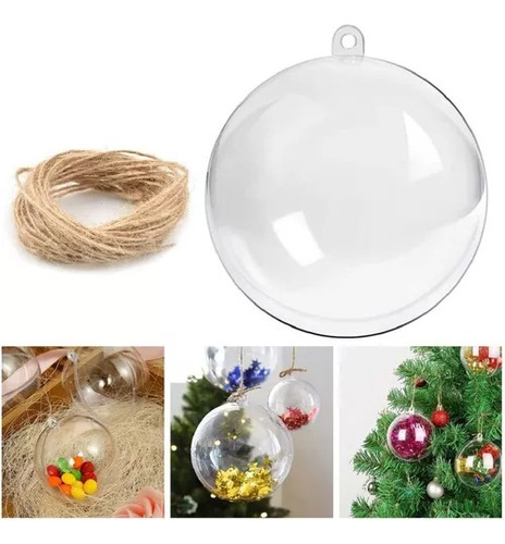 Esfera Acrílico Para Rellenar Y Decorar Navidad 10cm