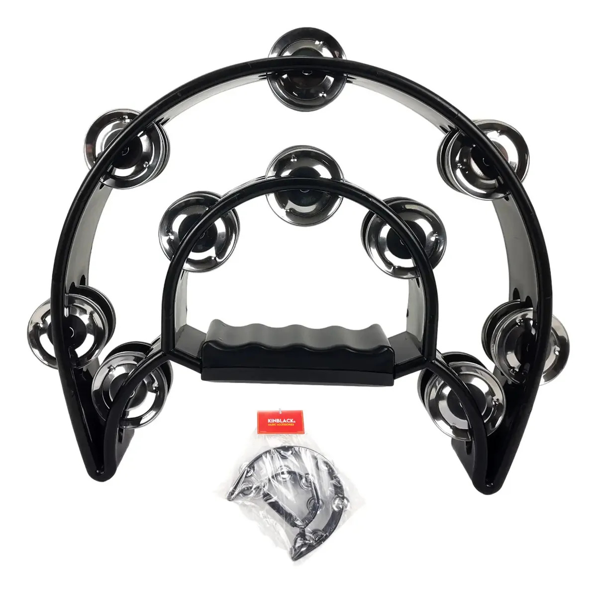 Pandero Negro De Acrilico Media Luna Doble Hilera Kb Negro