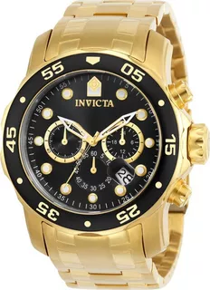 Relógio Invicta Pro Diver 0072 Banhado Ouro 18k Cor Da Correia Dourado Cor Do Bisel Preto Cor Do Fundo Preto