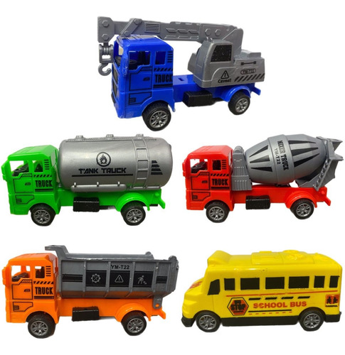 3 Colección Camiones De Construcción Coches Fricción 15pz