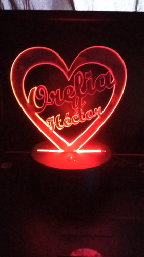 Lampara Led Con Figura De Acrílico Corazón 