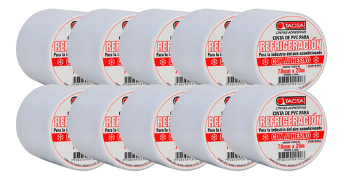 Cinta Refrigeración Con Adhesivo Tacsa 70mm X 20mts Pack X10