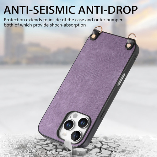 Funda Morada Con Correa Cruzada For iPhone 15 Pro Max