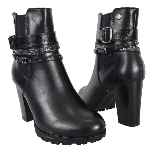 Combatiente Filosófico paz Botas Borcego Lady Stork Narela Mujer Tachas Taco Alto