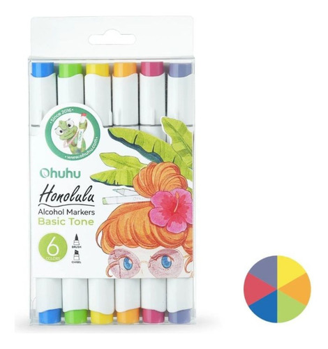 Marcadores Al Alcohol Ohuhu Honolulu Set 6 Colores Básicos