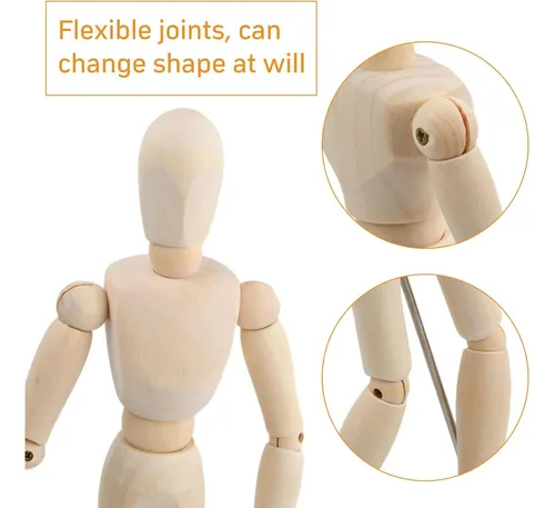 Figura Humana 30+11cm Madera Maniquí Para Arte Y Dibujo