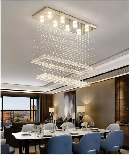 Lustre De Cristal Legítimo Retangular - Base 90x22 Cm Cor Prateado 127/220V