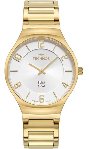 Relógio Technos Unisex 1l22wk/1k Cor da correia Dourado Cor do bisel Dourado Cor do fundo Branco